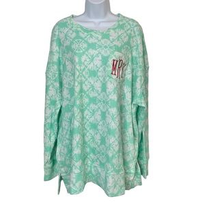 MARLEYLILLY Mint Green Tie Dye Coastal Crewneck Sz 2X/3X